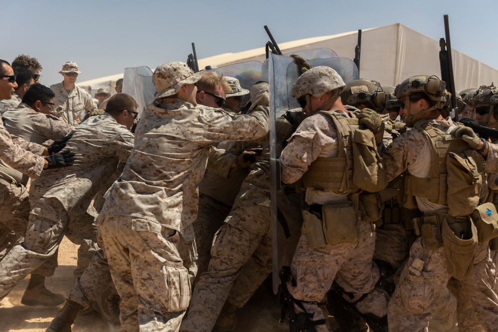 Bright Star 23: U.S. Marines practice riot control procedures