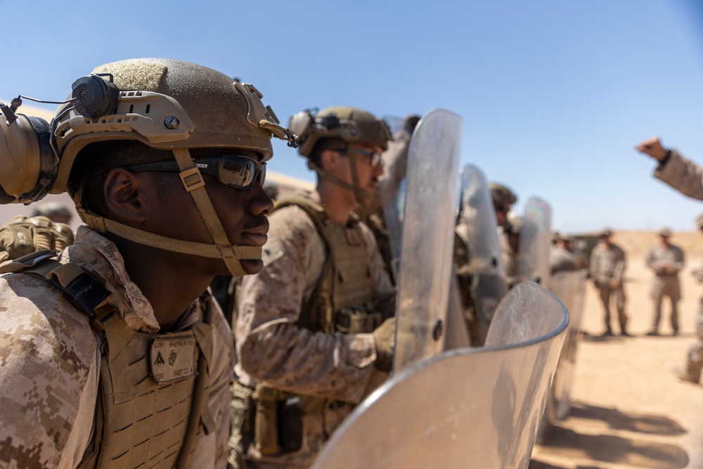 Bright Star 23: U.S. Marines practice riot control procedures