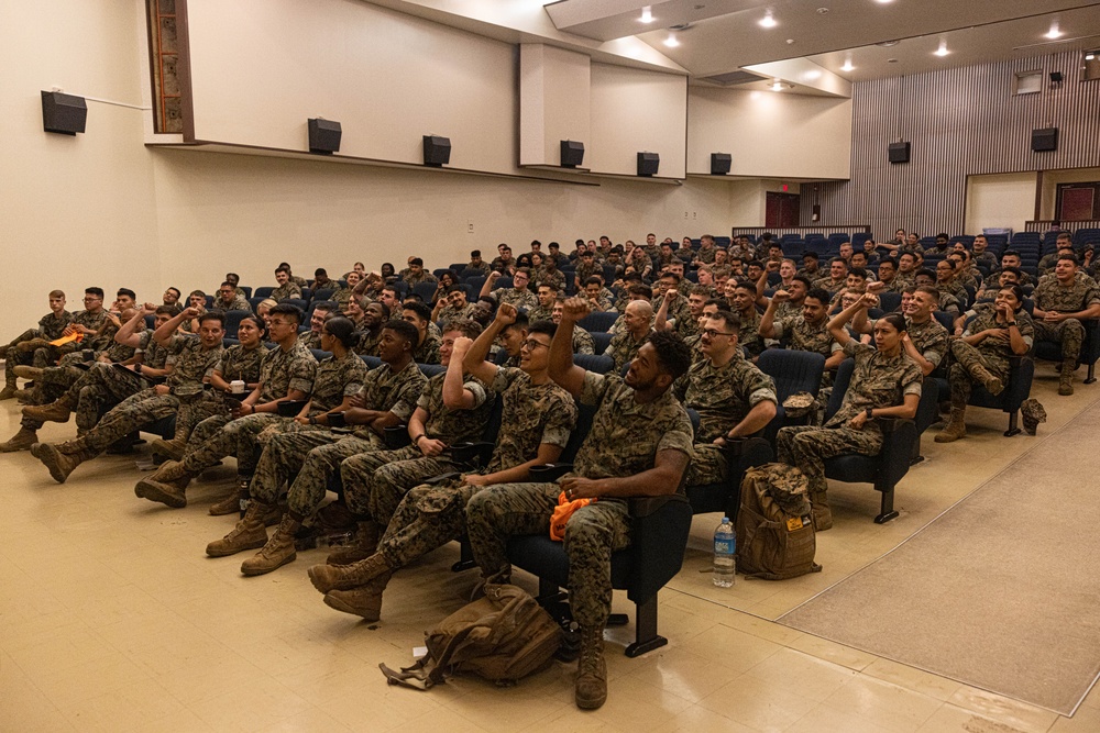 U.S. Marines with III Marine Expeditionary Force attend traffic safety education presentations