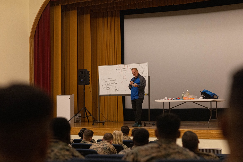 U.S. Marines with III Marine Expeditionary Force attend traffic safety education presentations