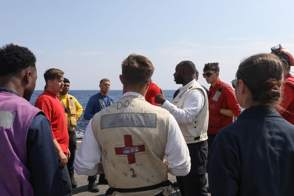 Sailors Debrief Damage Control Training