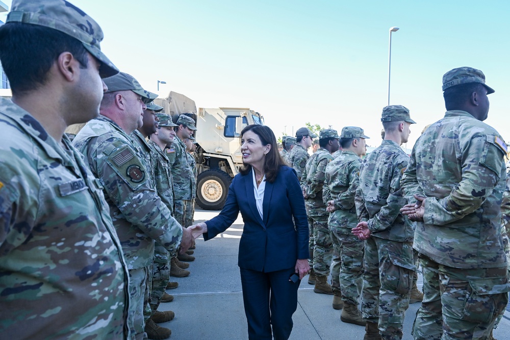 Governor Kathy Hochul visits NY Guard Soldiers and Airmen mobilized for Hurricane Lee