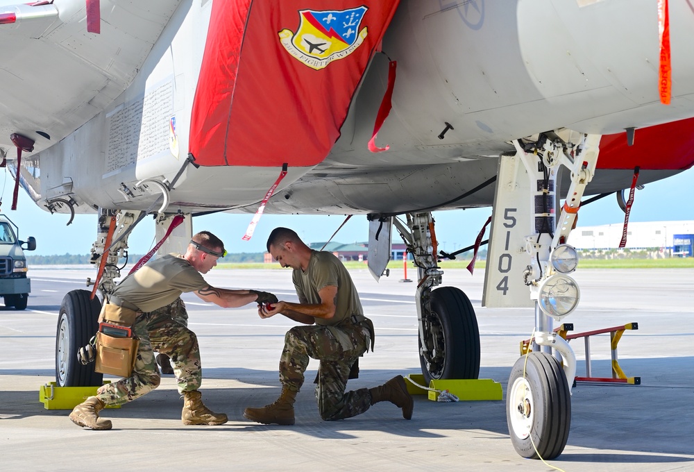 Air National Guard, competes in the F-15C Eagle weapons load competition during William Tell at the Air Dominance Center