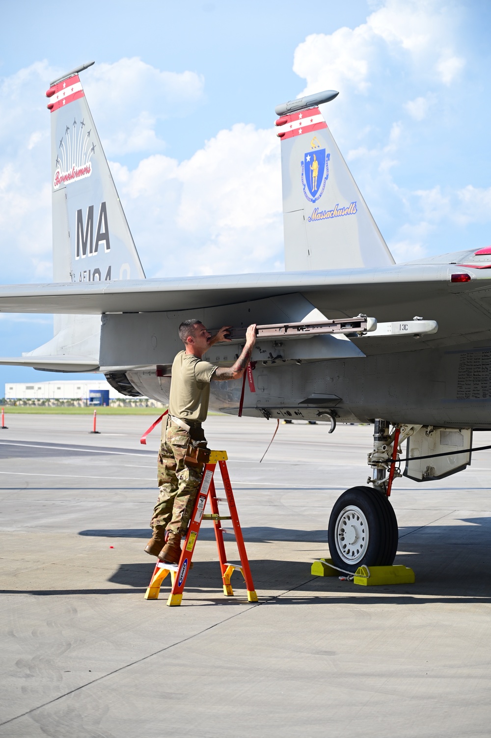 Air National Guard, competes in the F-15C Eagle weapons load competition during William Tell at the Air Dominance Center