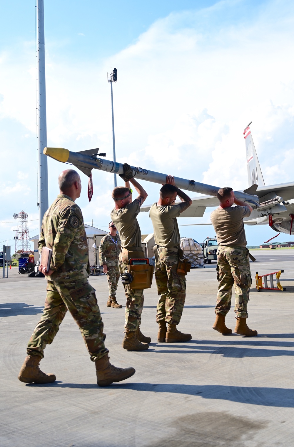 Air National Guard, competes in the F-15C Eagle weapons load competition during William Tell at the Air Dominance Center