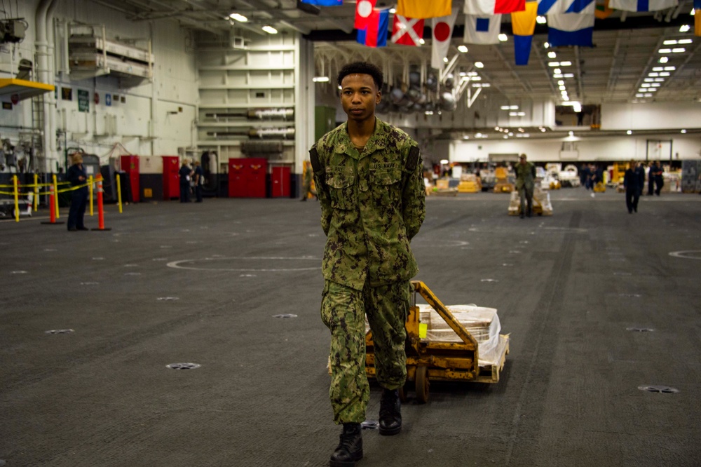 USS Carl Vinson (CVN 70) Sailors Work In-Port