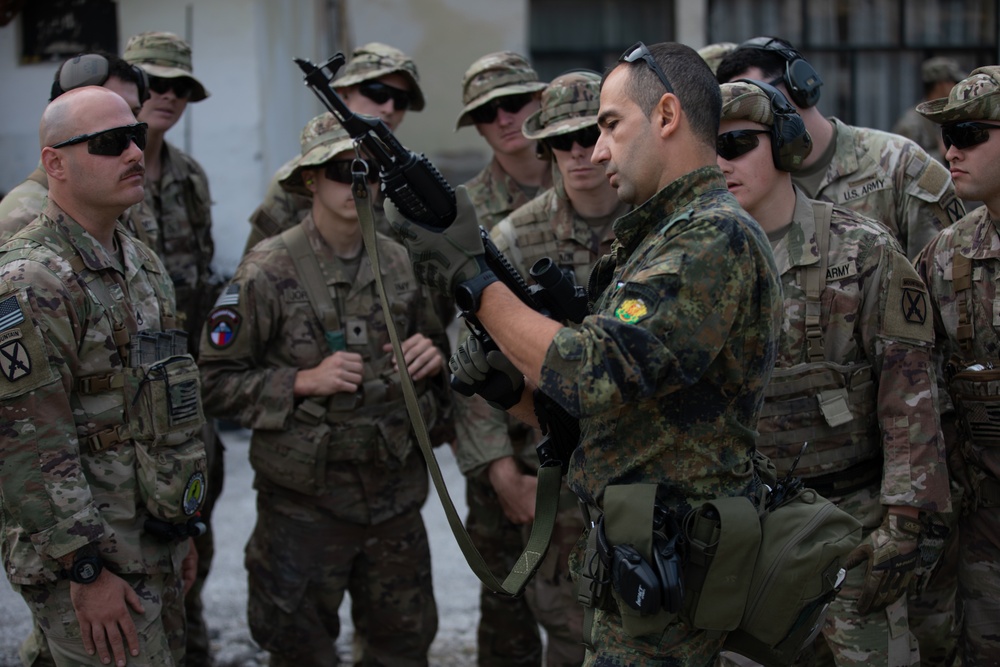 Soldiers from 10th Mountain Division and Bulgarian Land Forces 101st Alpine Regiment participate in the Rhodope 23 live fire event on Sep. 15, 2023, near Smolyan, Bulgaria