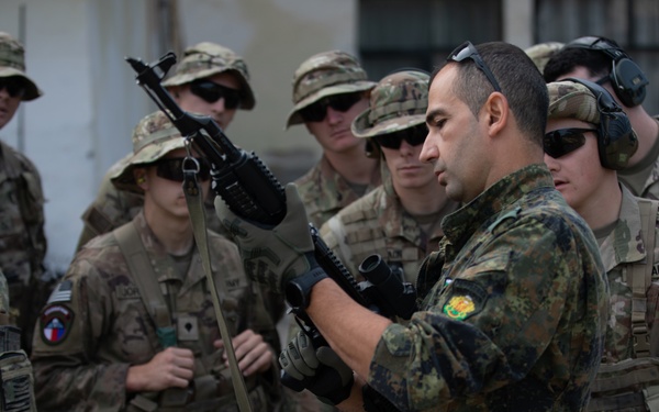 Soldiers from 10th Mountain Division and Bulgarian Land Forces 101st Alpine Regiment participate in the Rhodope 23 live fire event on Sep. 15, 2023, near Smolyan, Bulgaria