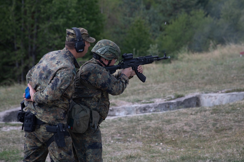 Soldiers from 10th Mountain Division and Bulgarian Land Forces 101st Alpine Regiment participate in the Rhodope 23 live fire event on Sep. 15, 2023, near Smolyan, Bulgaria