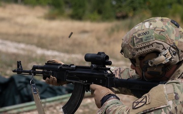 Soldiers from 10th Mountain Division and Bulgarian Land Forces 101st Alpine Regiment participate in the Rhodope 23 live fire event on Sep. 15, 2023, near Smolyan, Bulgaria