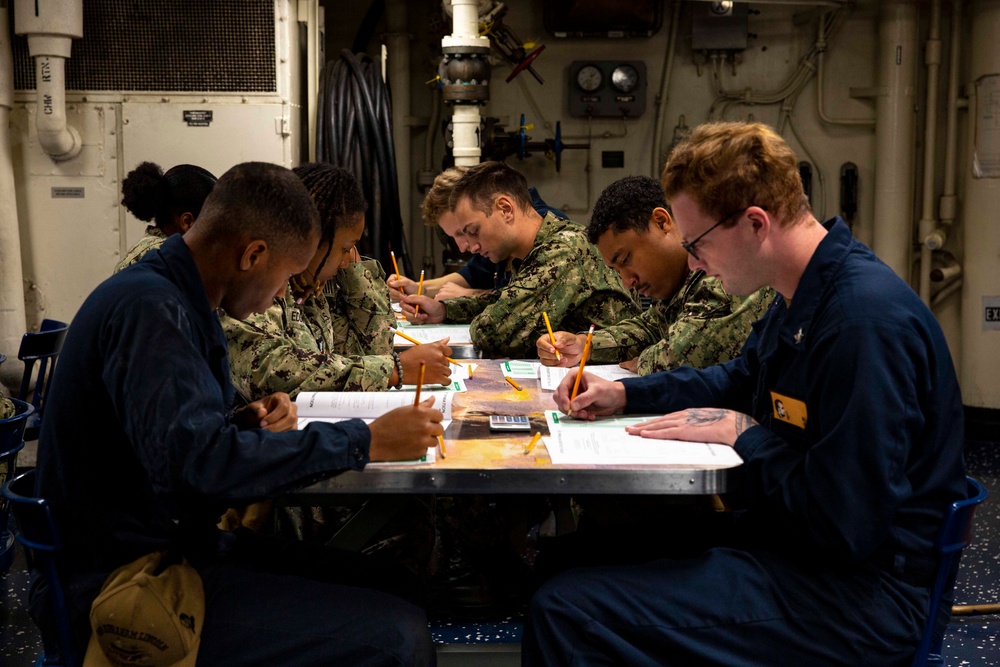 Abraham Lincoln Sailors take advancement exam