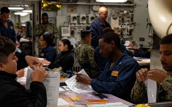 Abraham Lincoln Sailors take advancement exam