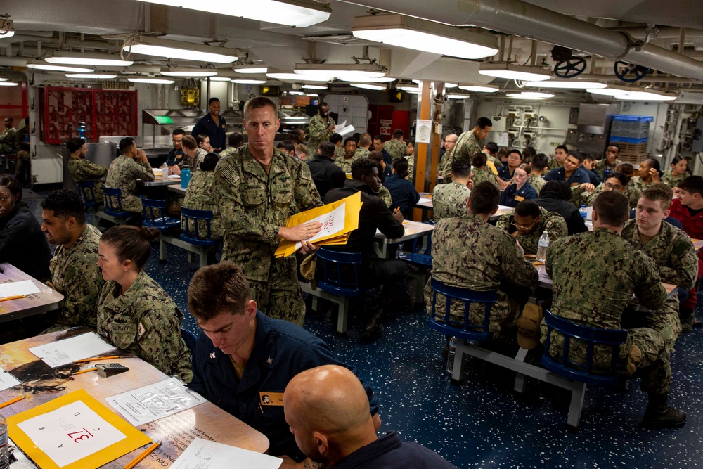 Abraham Lincoln Sailors take advancement exam