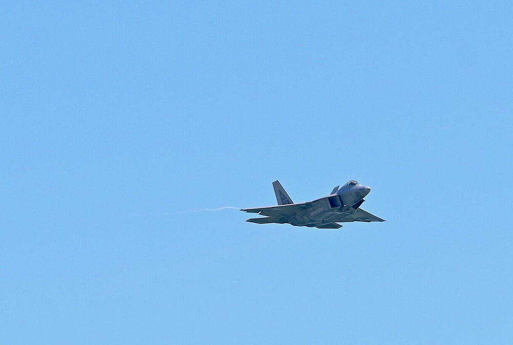 F-22 Raptor aerial demonstration over Tybee Island, Georgia, compliments 2023 William Tell competition