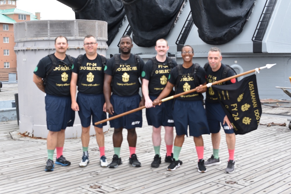 Chief Petty Officer selectees assigned to USS Mahan (DDG 72) participate in annual CPO Heritage Days training event at the Hampton Roads Naval Museum