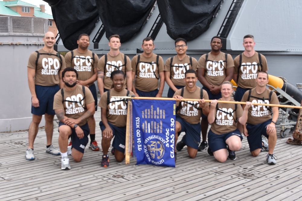Chief Petty Officer selectees assigned to Surface Warfare Schools Command-East participate in annual CPO Heritage Days training event at the Hampton Roads Naval Museum