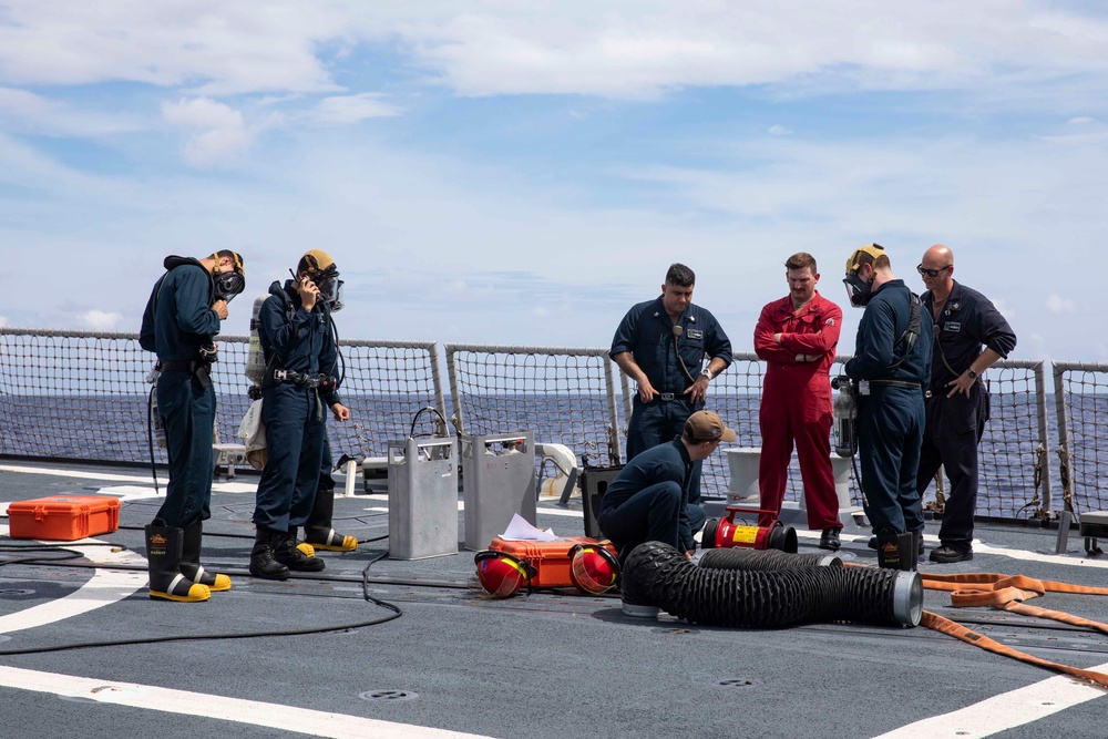 USS Ralph Johnson conducts IET drills.