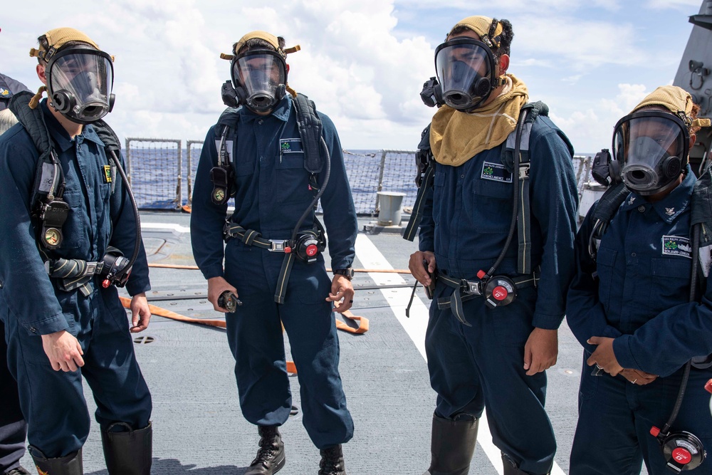 USS Ralph Johnson conducts IET drills.