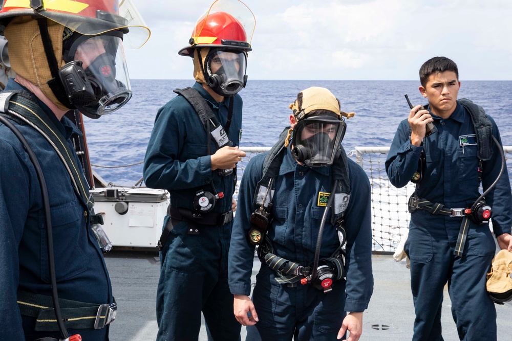 USS Ralph Johnson conducts IET drills.