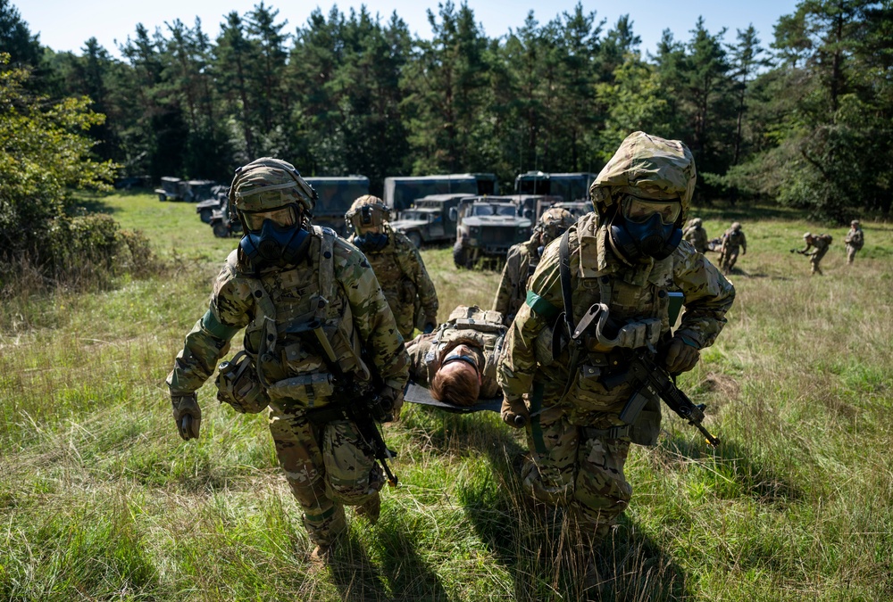 Multinational soldiers train against chemical attacks at Saber Junction 23