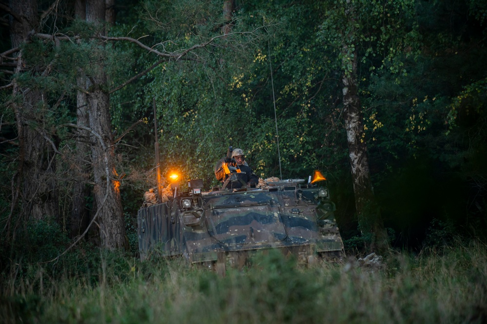 U.S. Army Soldiers engage in a gunfire battle at Saber Junction 23