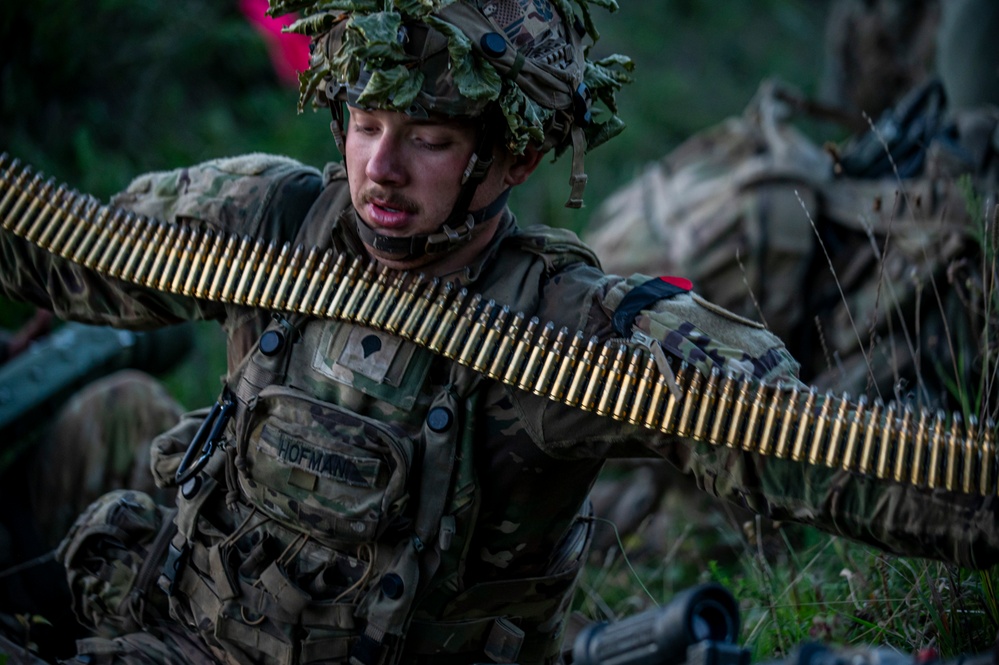 U.S. Army Soldiers engage in a gunfire battle at Saber Junction 23