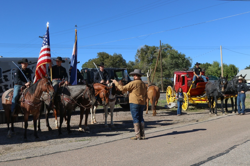 Fort Carson Mounted Color Guard and 4th Infantry Division Band March in Florence Pioneer Days Parade