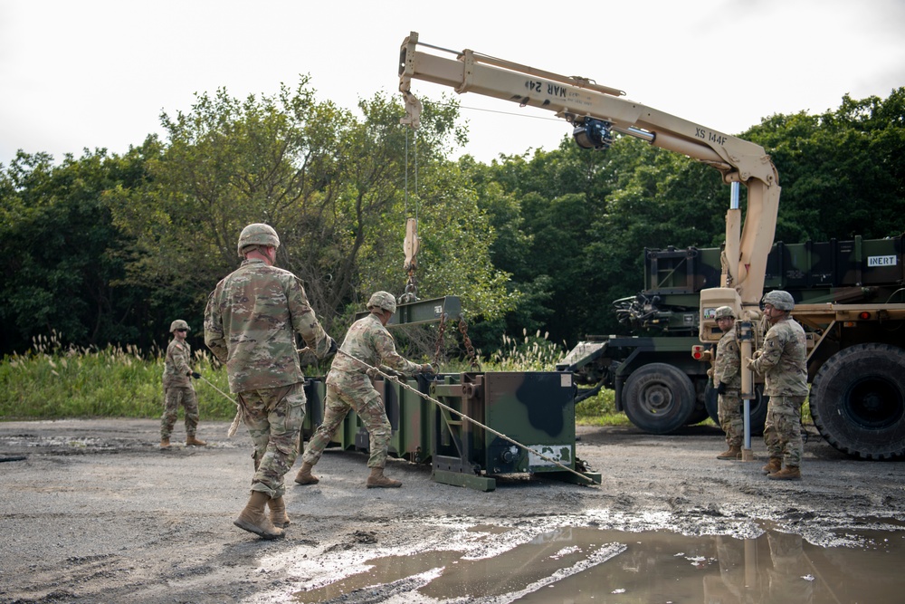 U.S. Army Soldiers conduct Patriot missile reload training at Orient Shield 23