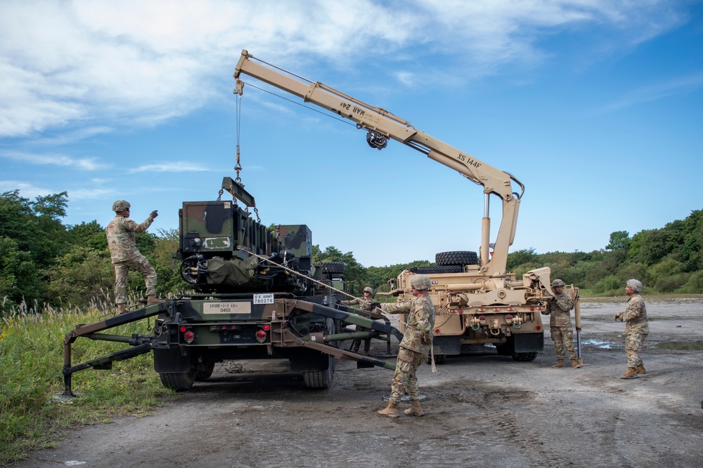 U.S. Army Soldiers conduct Patriot missile reload training at Orient Shield 23