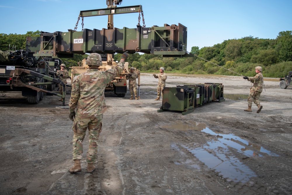 U.S. Army Soldiers conduct Patriot missile reload training at Orient Shield 23