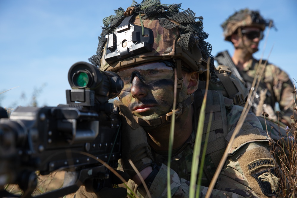 Task Force Marne infantrymen conduct force-on-force situational training exercise with NATO forces in Latvia