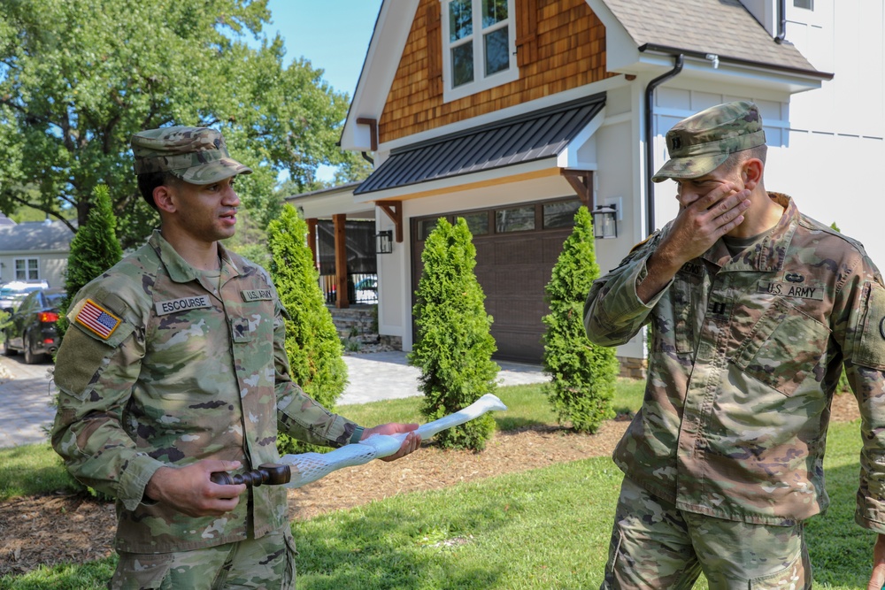 U.S. Army Capt. Stevens receives his farewell present