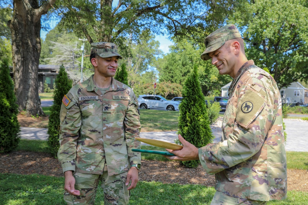 U.S. Army Capt. Stevens receives his farewell present