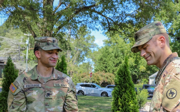 U.S. Army Capt. Stevens receives his farewell present