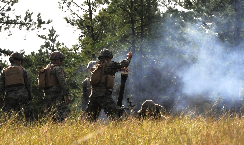 Fort Dix –Mortarmen from 2 BN 25 USMC Train With 81mm Mortars