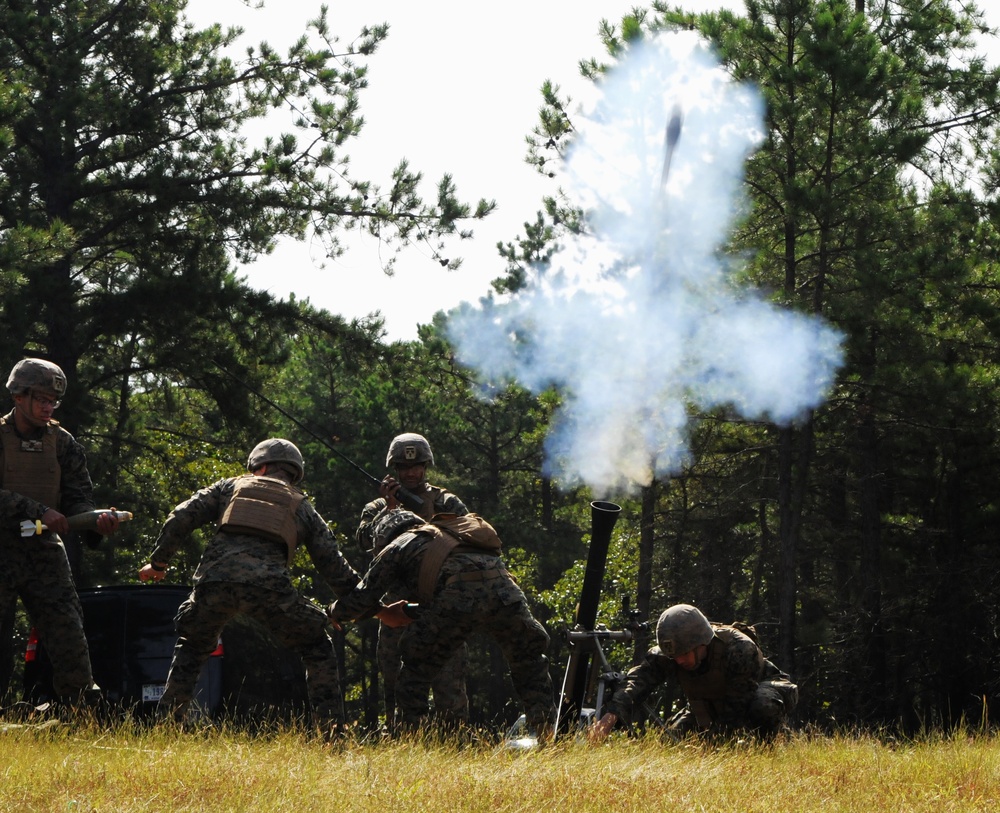 Fort Dix –Mortarmen from 2 BN 25 USMC Train With 81mm Mortars