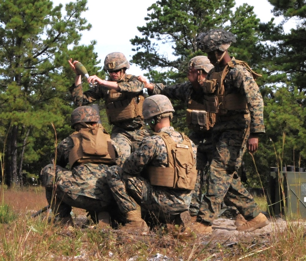 Fort Dix –Mortarmen from 2 BN 25 USMC Train With 81mm Mortars