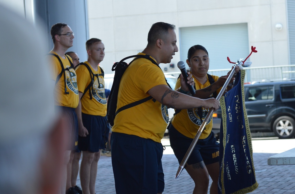 Chief Petty Officer selectees compete in cadence and guidon competition