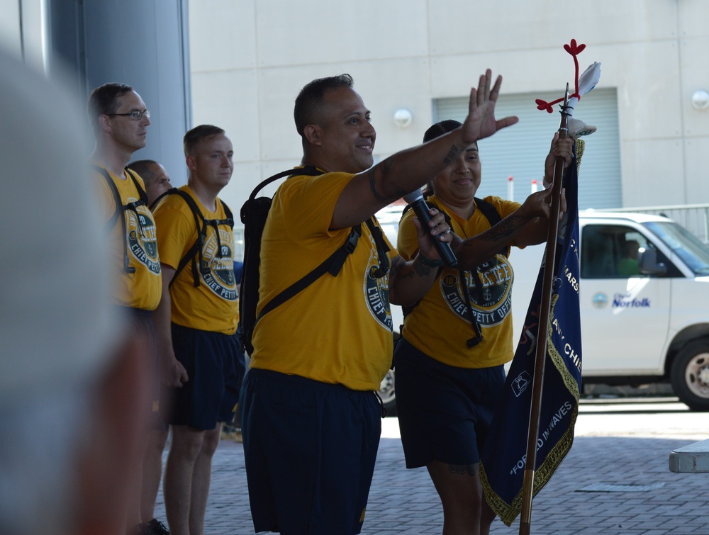 Chief Petty Officer selectees compete in cadence and guidon competition