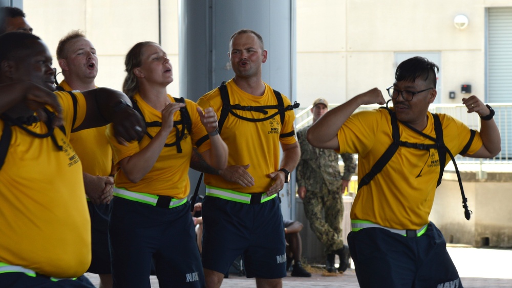 Chief Petty Officer selectees compete in cadence and guidon competition during annual CPO Heritage Days training event at the Hampton Roads Naval Museum