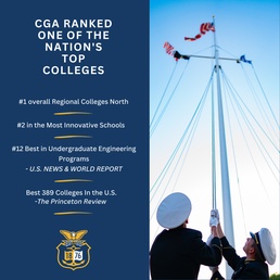 U.S. Coast Guard Academy ranks #1 among  Northeast Regional Colleges for ninth year in a row