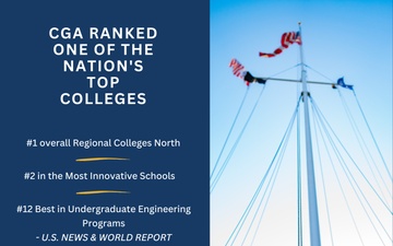 U.S. Coast Guard Academy ranks #1 among Northeast Regional Colleges for ninth year in a row