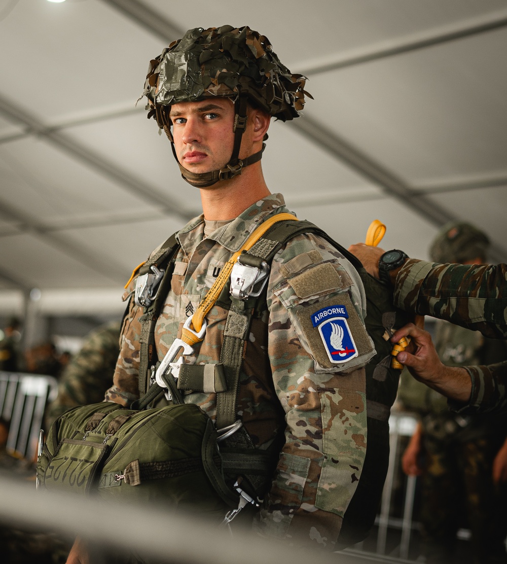 Sky Soldiers Trade Parachutes With Allied Paratroopers During Exercise Falcon Leap