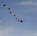 Paratroopers exit aircraft during Falcon Leap