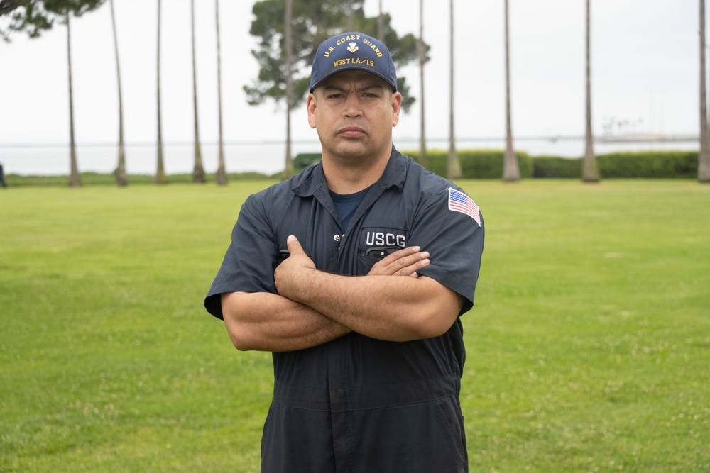 Petty Officer 1st Class Salvador Macias of Maritime Safety and Security Team Los Angeles/Long Beach receives the DSF Award for Outstanding Mission Support