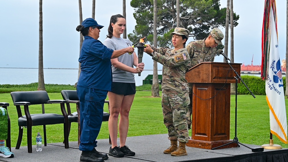 Coast Guard and participants run for Memorial POW-MIA Torch Run in San Pedro