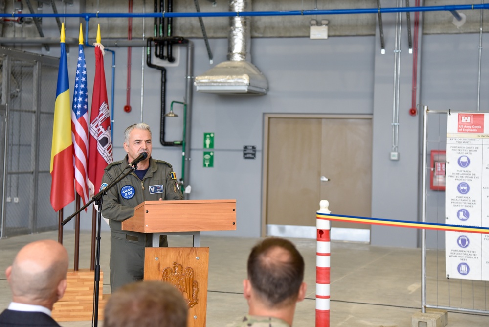 Romanian and U.S. officials in Campia Turzii celebrate new facilities at Air Base 71, part of more than $100 million in U.S. investments in the Romanian base