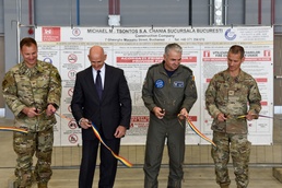 Romanian and U.S. officials in Campia Turzii celebrate new facilities at Air Base 71, part of more than $100 million in U.S. investments in the Romanian base