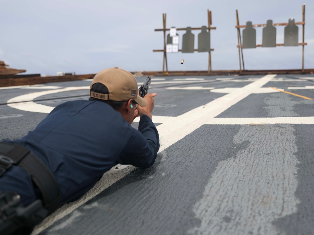 USS Dewey (DDG 105) Conducts Small Arms Live-Fire Exercise