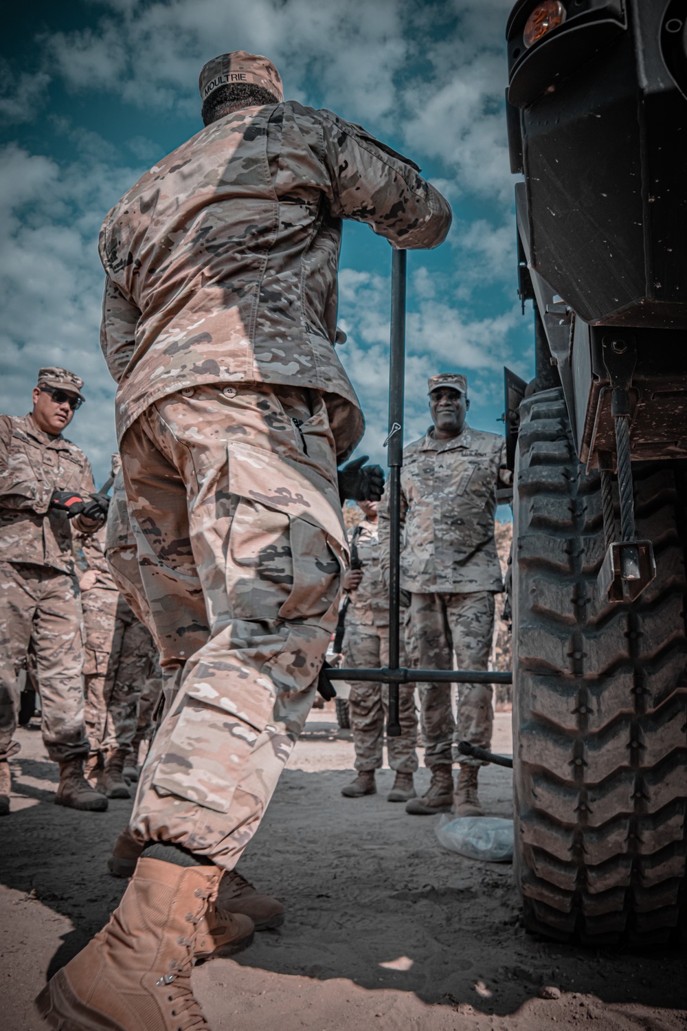 Soldiers of the Army Reserve’s 414th Transportation Company conduct PMCS